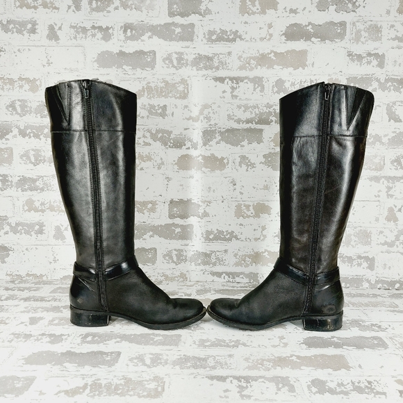 INC International Concepts Fedee Leather Buckle Knee High Black Boots W262 - Picture 5 of 10